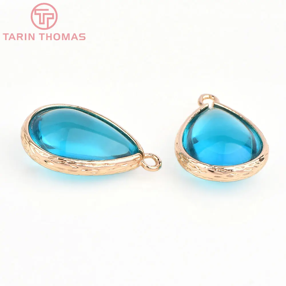 (4122)10PCS 22x14MM 24K Champagner Gold Farbe Messing und Glas Tear Drop Form Charms Anhänger Diy schmuck Erkenntnisse Zubehör – Detail 16