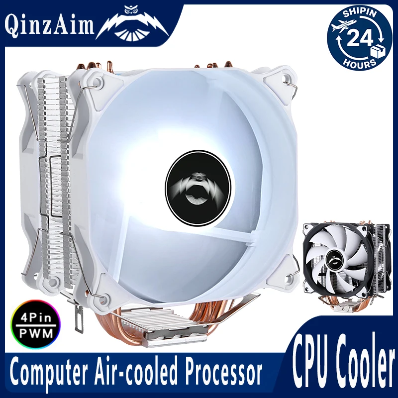 

Кулер для процессора QiuzAim с воздушным охлаждением, 4 тепловые трубки, 120-мм вентилятор, 4pin/PWM, совместим с LGA115x, 1200, 1700, 1851, 2011, AM4, AM5, X99