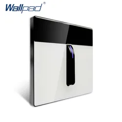 Wallpad Piano Button White Black Glass Panel With Blue LED Indicator Wall Light Switch and Socket TV RJ45 TEL 16A 110-250V