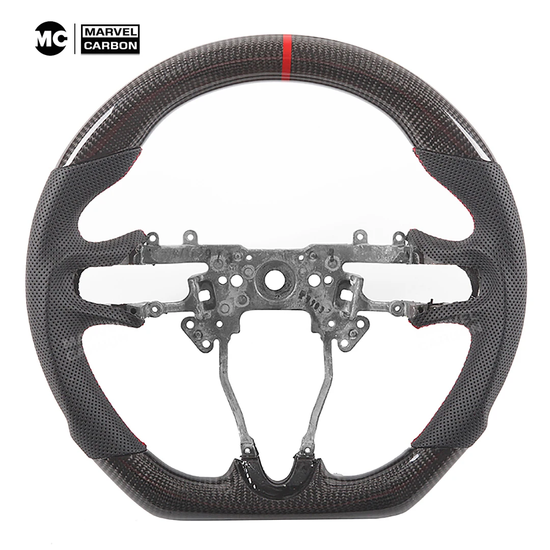 Carbon Fiber Leather Half Punch Steering Wheel For 8 Generation Honda CIVIC 8TH FIT CITY Customized Steering Wheel