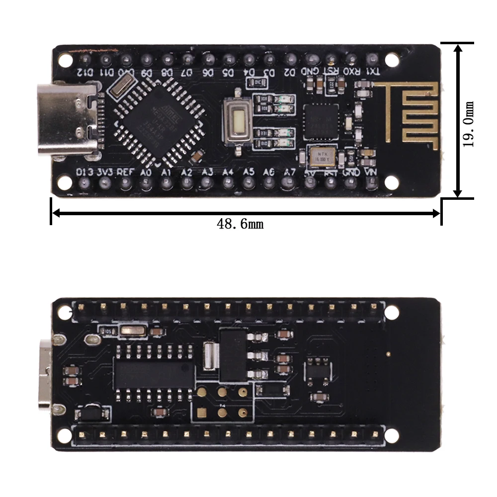 RF-Nano for Arduino Nano V3.0, TYPE-C Micro USB Nano Board ATmega328P QFN32 5V 16M CH340, Integrate NRF24l01+2.4G wireless