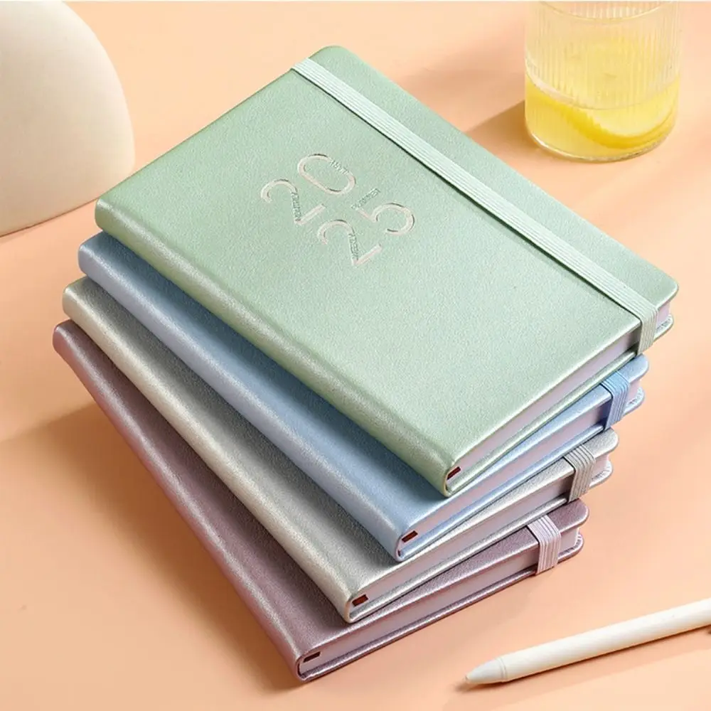 A5 Sketchbook 2025 Planner Notebooks 5 Colors Leather Surface Business Note Book with Strap 312 Pages Diary Writing Pads