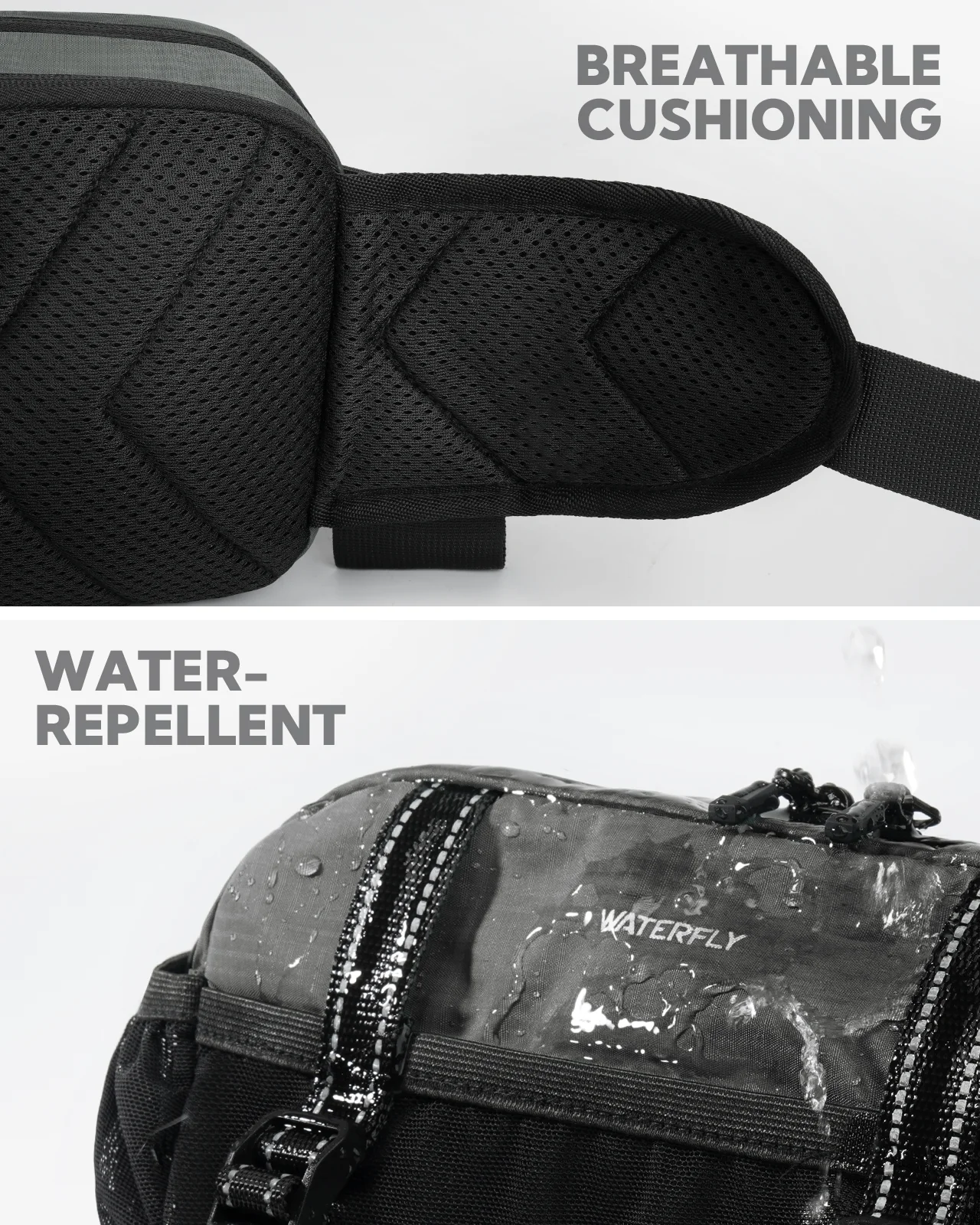 Marsupio da escursionismo WATERFLY da 3 litri - Marsupio con 2 portabottiglie e 9 tasche, cintura regolabile, ideale per viaggi, corsa, ciclismo