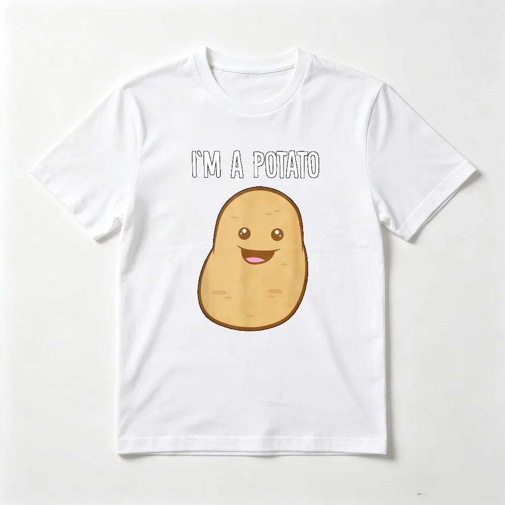 I'm A Potato Funny Cartoon Graphic Vegetarian Vegan Lover T-Shirt Summer Short Sleeve O-neck Casual Fashion Man Women Tees