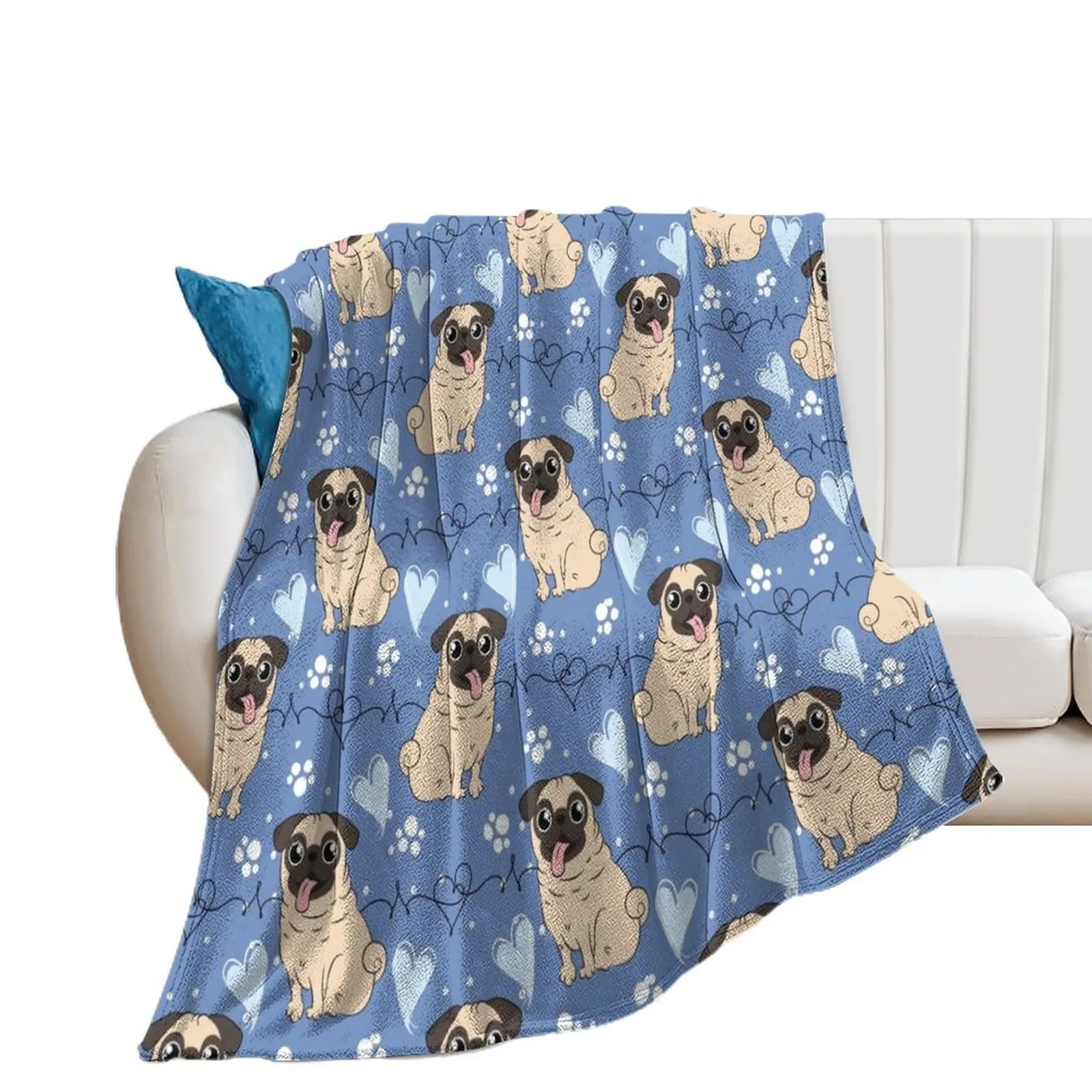 

LOVE Fawn Pug Throw Blanket Comforter Furry Blankets