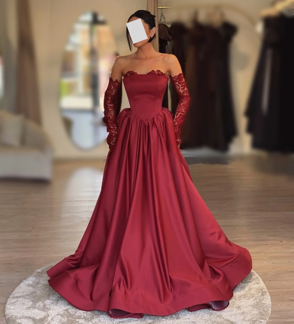 

Customized Charmeuse Lace Sweetheart Neck A-line Floor-length Bespoke Occasion Women's Evening Elegant Party Wedding Charming