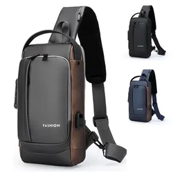 Messenger Chest Sling Travel Pack for Male Large Capacity Men Usb Waterproof Sports Running Multifunction Shoulder Crossbody Bag