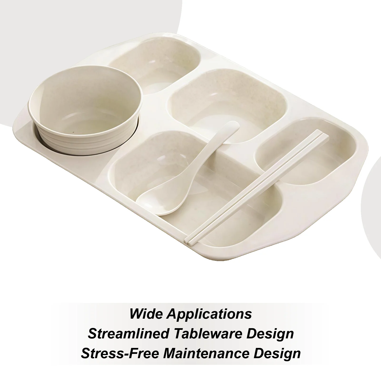 Divided Plates For Adults 5-Compartment Flatware Food Divider Plate For Teens Adults Students Home School Daycare Mealtime