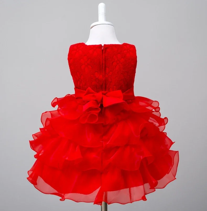 Baby Girls Dress for 1-8 Yrs Sleeveless Kids Birthday Princess Party Dresses for Girls Red Christmas New Year Costume for Kids