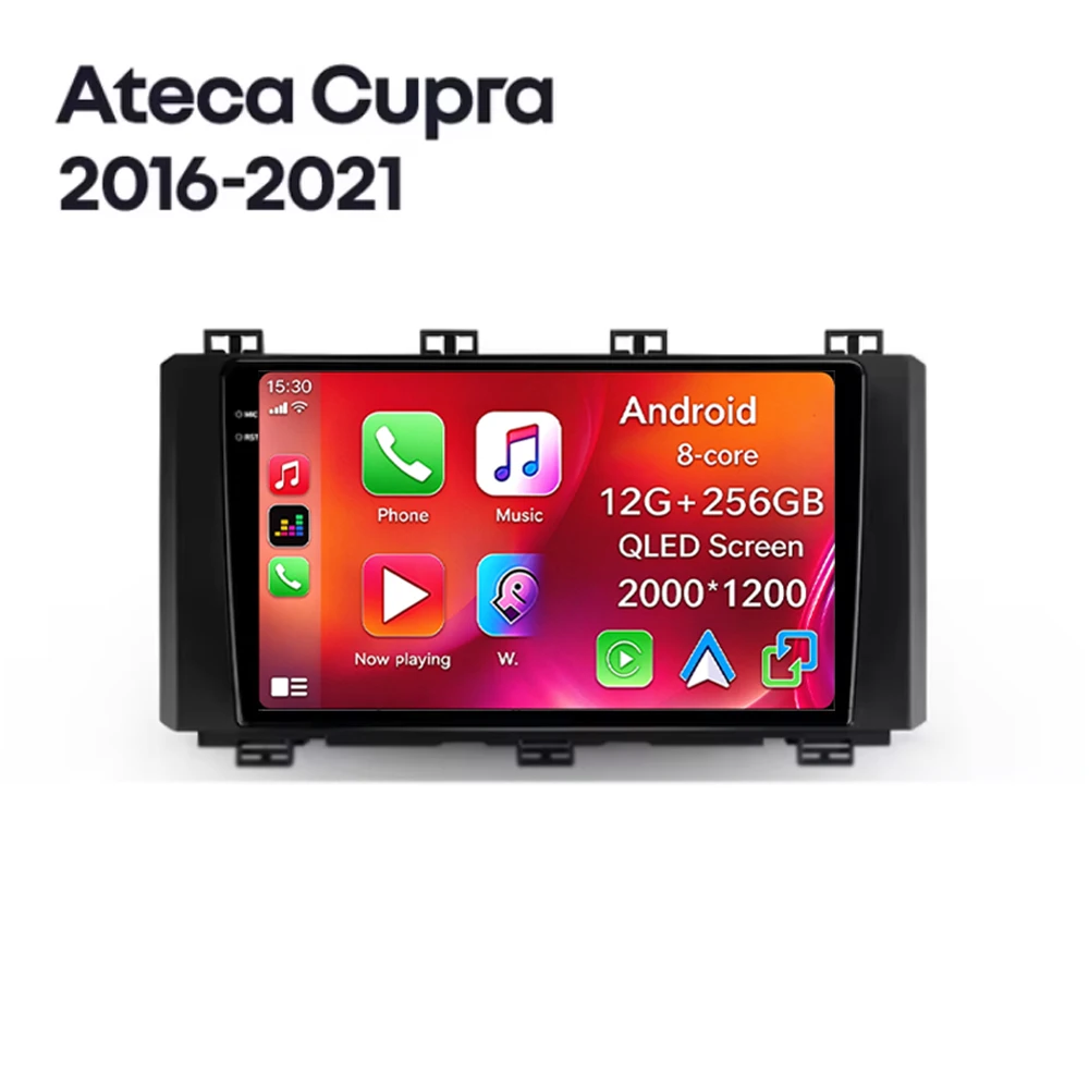 Android 16 For Seat Ateca Cupra 2016 - 2023 2K QLED Android Car Radio Multimedia Video Player GPS AI Voice CarPlay 4G Stereo
