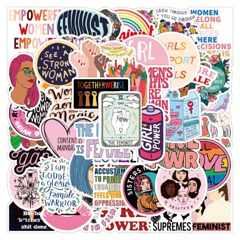 Feminist Quotes Stickers, The Stickers of Slogan & Sign about Girl Power, Women's Rights, Girls Support Girls, Feminist Movement