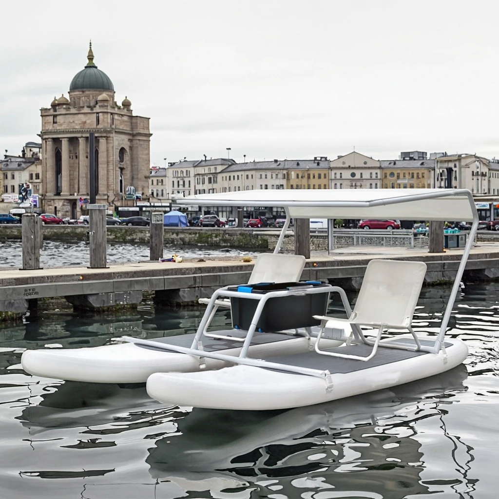 

Eco-Friendly Electric Inflatable Catamaran Boat Portable Solar Powered House Boat for Home & School Use