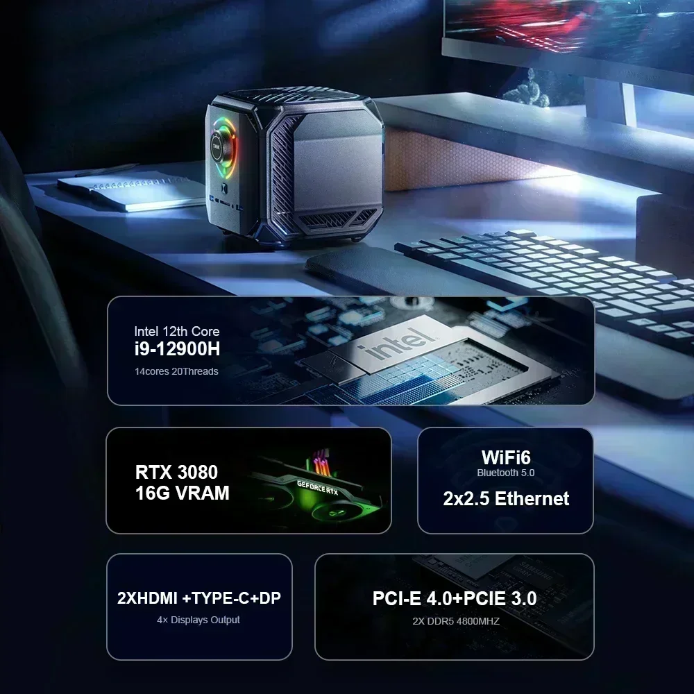 Chatreey TANK Mini PC Intel Core i9 12900H i7 12700H With Nvidia 4060 8G 3070 16G Gaming Desktop Computer PCIE 4.0 Wifi 6 BT5.0