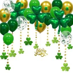 St Patricks Day Green Shamrock Clover Balloon Saint Patricks Party Decorations Garlands Banner Streamer Backdrop Hanging Decor