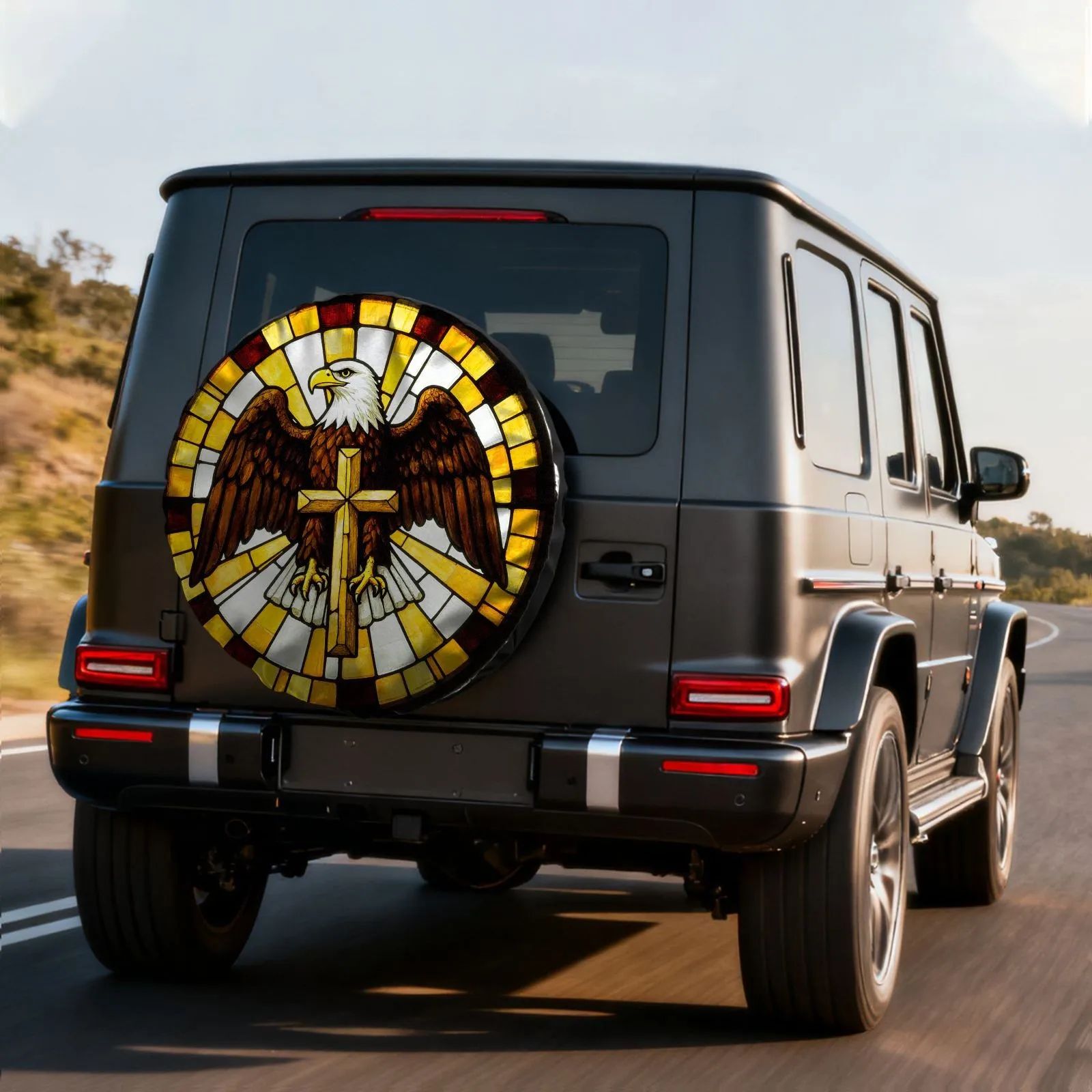 

Защитный чехол для запасного колеса Eagle Cross из полиэстера премиум-класса с узором под витраж для внедорожников, автодомов и грузовиков