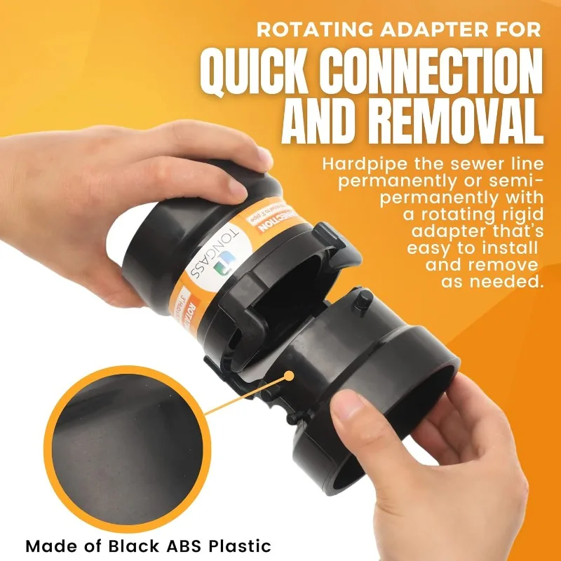 RV Sewer Connection Pro Kit, 3" Bayonet to PVC Adapter with Thread Seal Tape, Complete Waste Management Solution