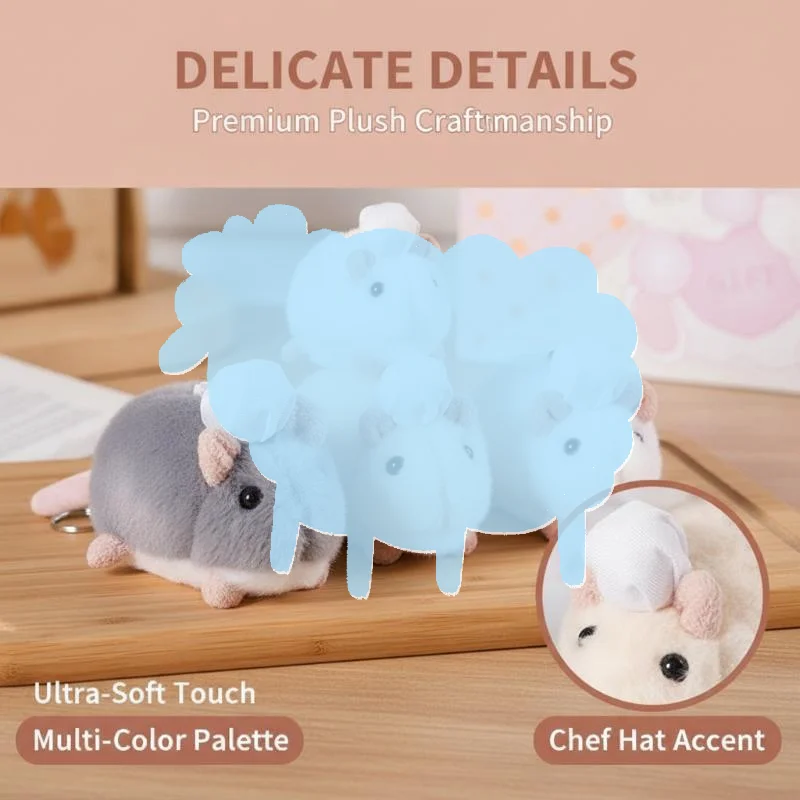 Fluffy Kawaii Hamster Plush Toy Soft Squeezable Simulation Stuffed Rat for Home Sofa Throw Pillow Birthday Gift for Boys