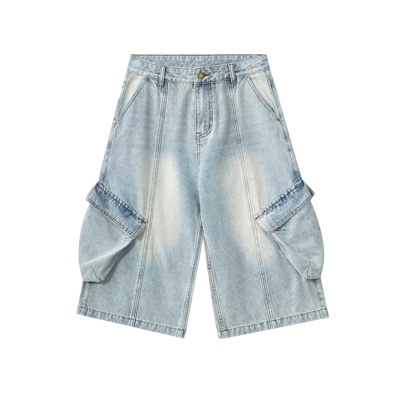 

Men Women Summer Streetwear Fashion Hip Hop Loose Causal Washed Denim Calf-length Cargo Baggy Jeans Pants Unisex Y2k Clothes