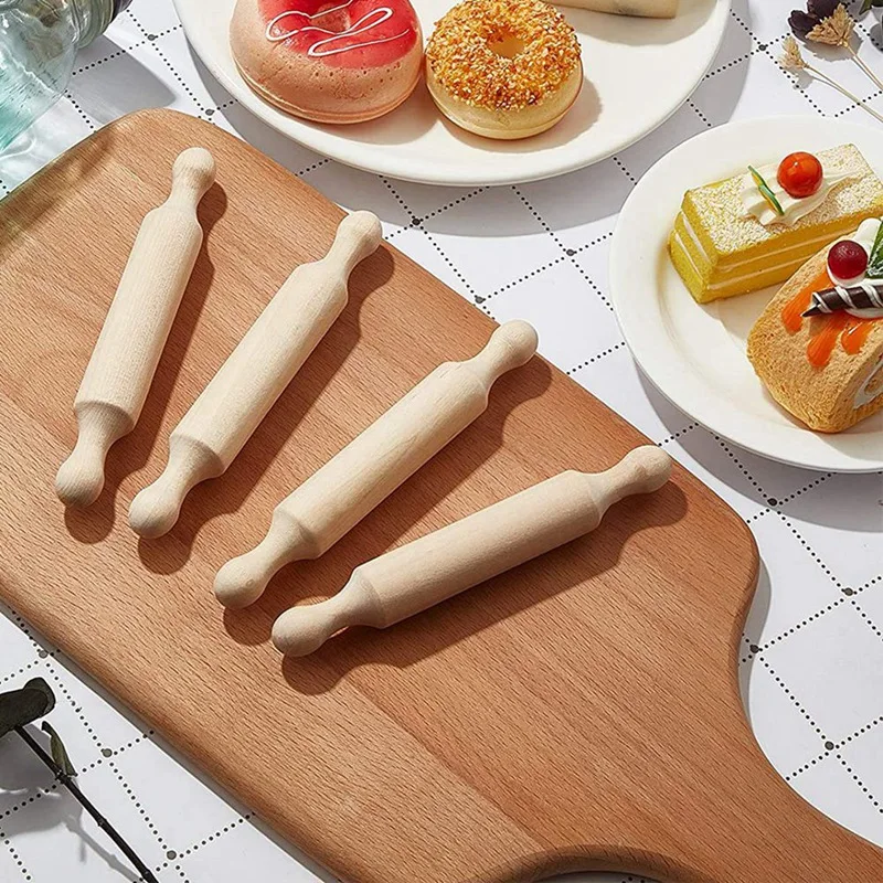 30 Pieces Wooden Mini Rolling Pin 6 Inches Long Kitchen Baking Rolling Pin Small Wood Dough Roller For Children Fondant