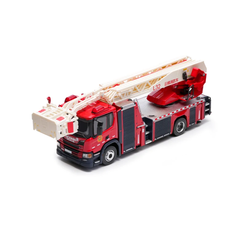 Diecast original escala 1:64 escada motor de bombeiros l32 liga modelo simulação decoração hobbies lembranças coleção exibição estática