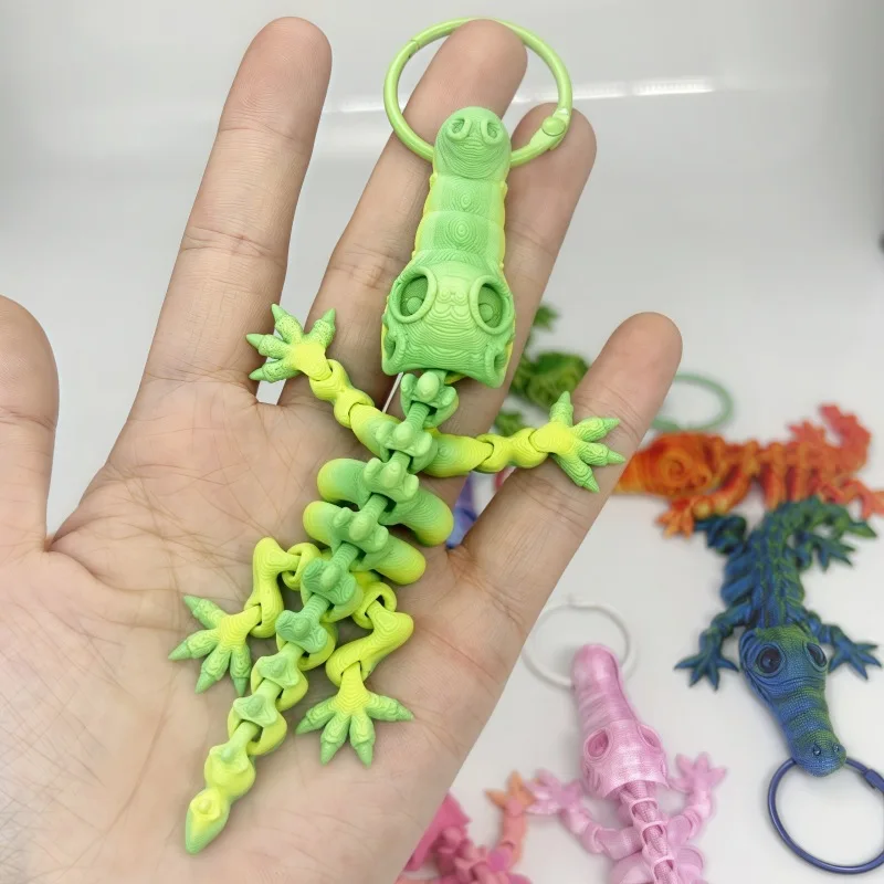 14cm 3d impresso crocodilo esqueleto chaveiro pingente engraçado articulações móveis animal pingente presente de halloween mochila pingente