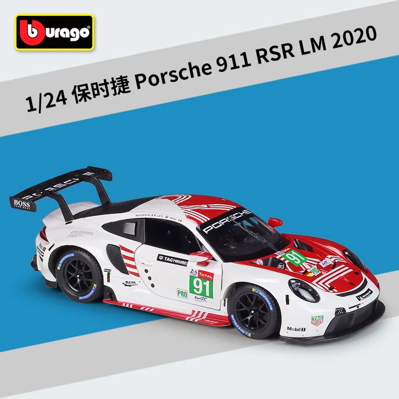 

Bburago 1:24 2020 Porsche 911 RSR Racing High Simulation Diecast Car Metal Alloy Model Car Kids Toys Collection Gifts