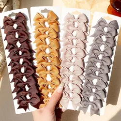 10Pcs/Set Solid Color Hairpins for Kids Grosgrain Ribbon Bows Hair Clips Boutique Handmade Headwear Girls Baby Hair Accessories