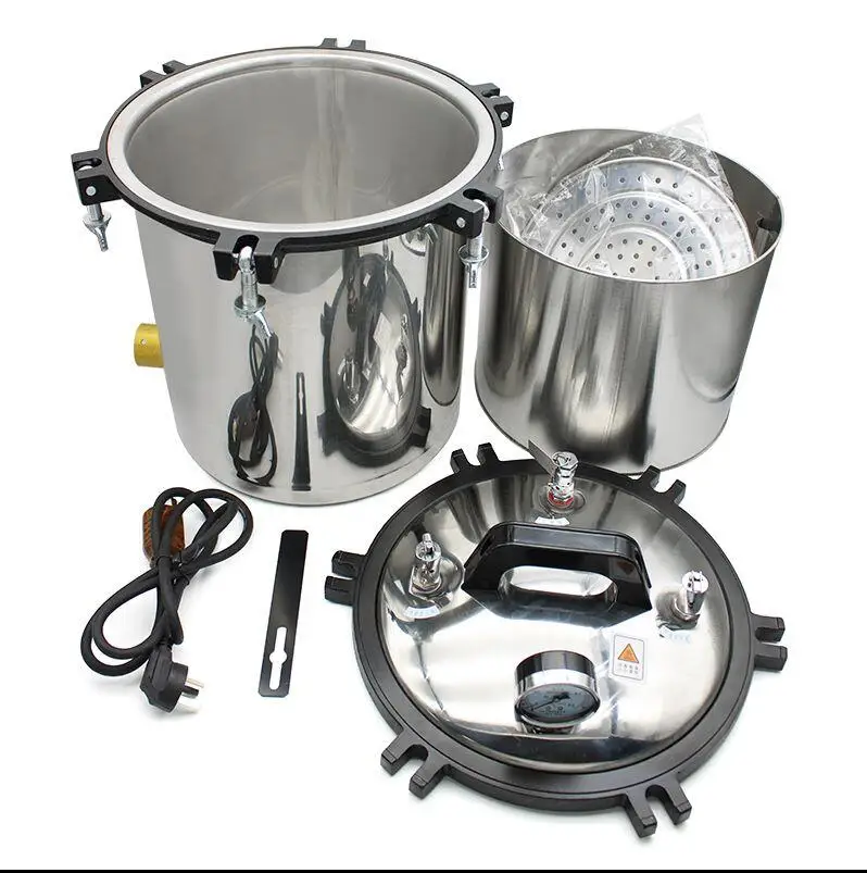 

12L/18L/24L Portable Stainless Steel Heating Autoclave High Pressure Sterilizer Sterilization Pot Pressure Steam 70-106kpa