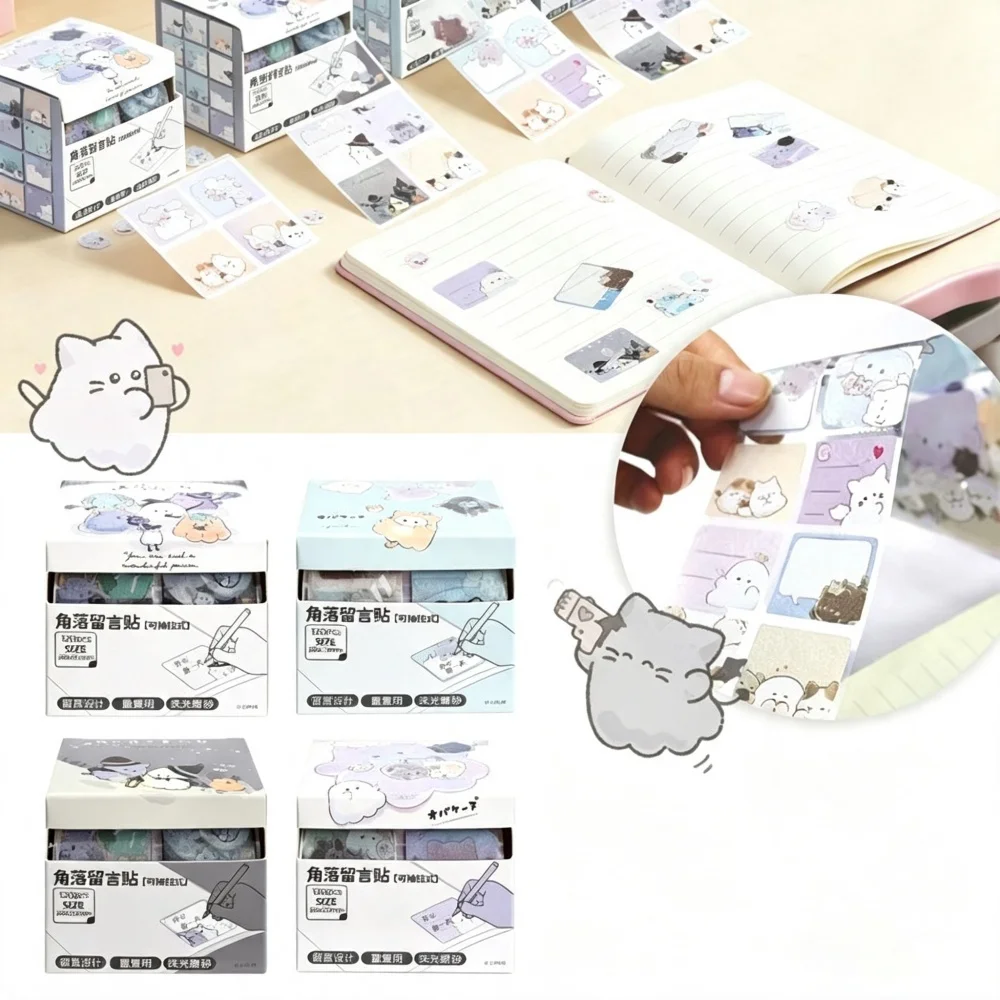 Cute Cartoon Sticky Notes Different Cats Portable Student Note Marker Writing Sticky Notes Self-Adhesive Easy To Apply Stickers