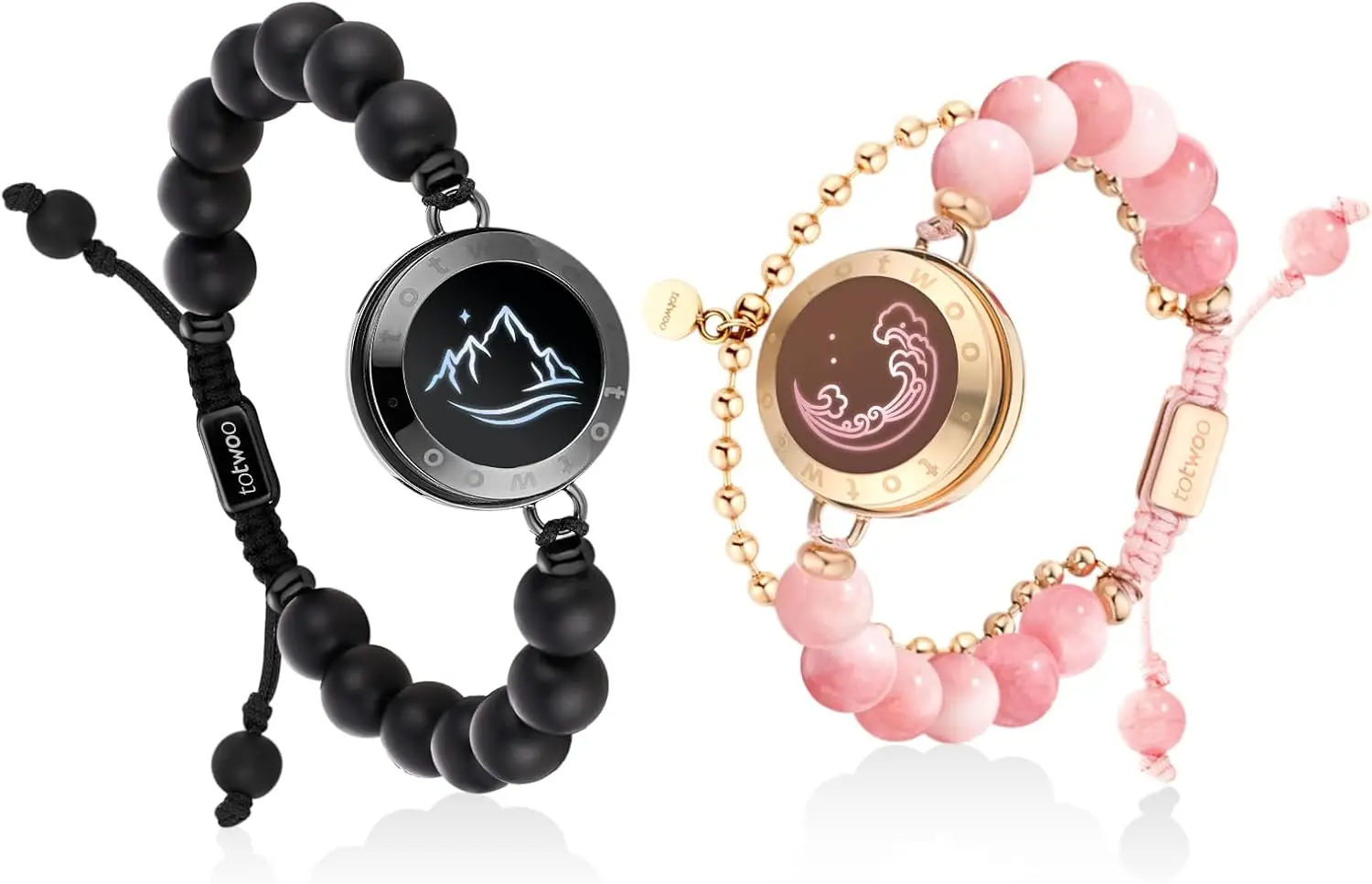 

Long Distance Touch Bracelets for Couples, Smart Light Vibration Jewelry, Healing Stone | Valentine's Gifts for Him Her