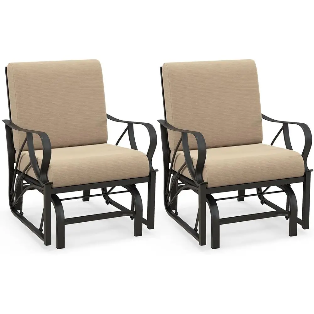 

Patio Glider Chair with Cushion, Metal Frame, Ergonomic Design for Outdoor Relaxation, Beige