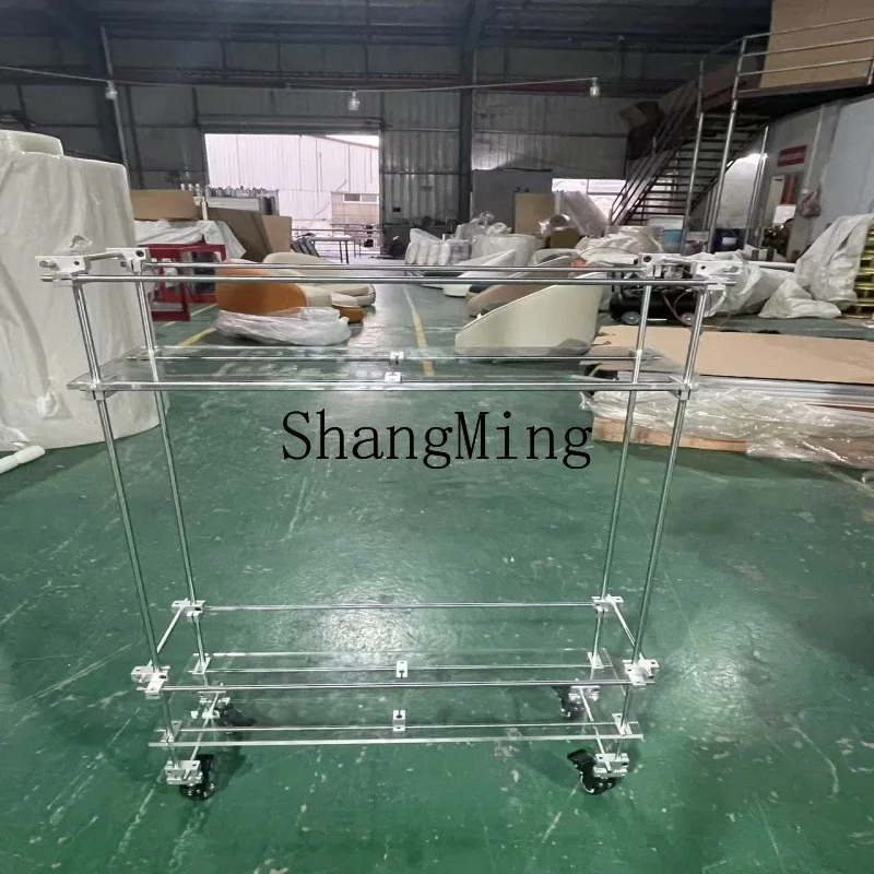 FG metal succulent belt wheel movable green plant flower pot frame balcony cart acrylic flower stand