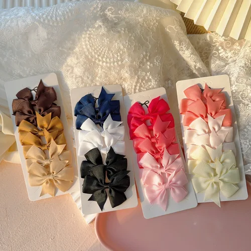 Imagen 2 del producto 6-10 Uds. Pinzas para el cabello con lazo bonito para niñas, pinzas para el pelo con lazo colorido, pasadores hechos a mano, accesorios para el cabello para niños
