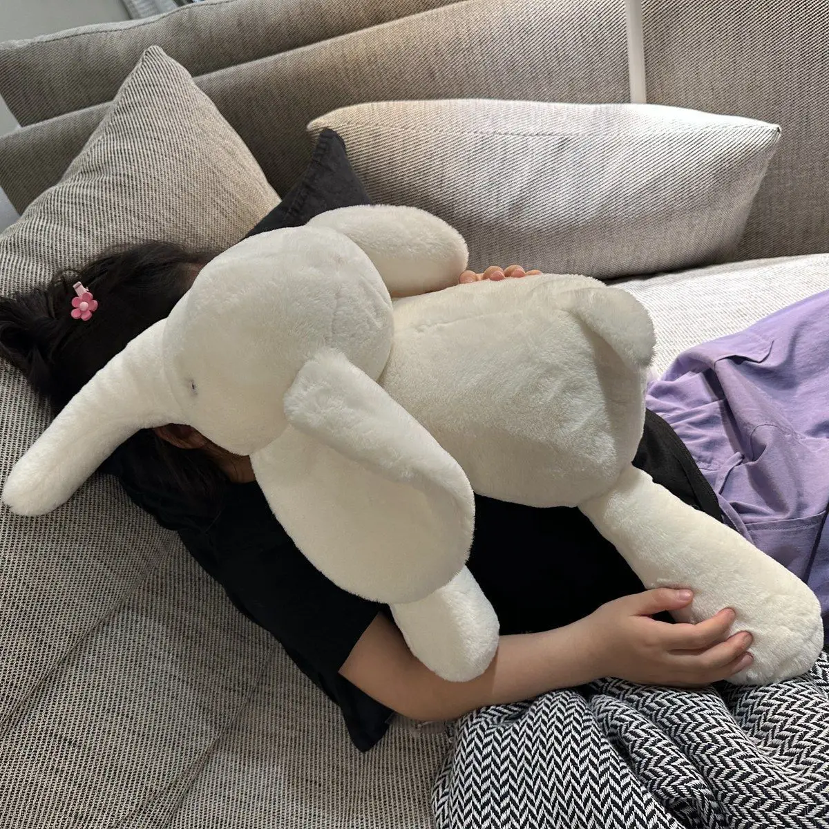 Peluche de elefante calmante gigante, juguete hipoalergénico y ligero para bebés, animal relleno suave grande de 70 cm