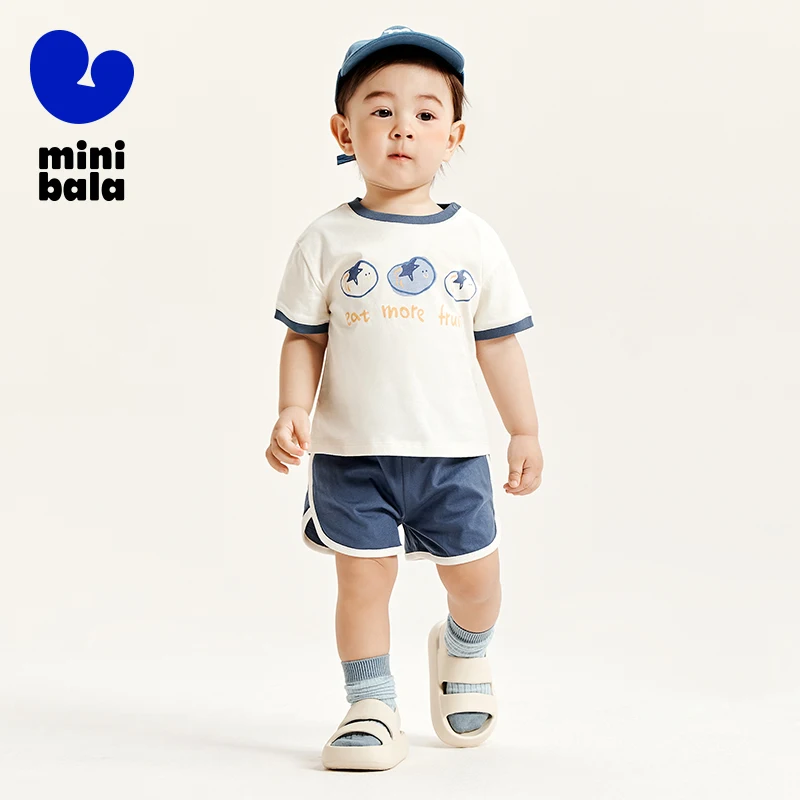 

Mini Bala Short Sleeve Set Unisex Children Pure Cotton Sportswear 2024 Summer New Collection