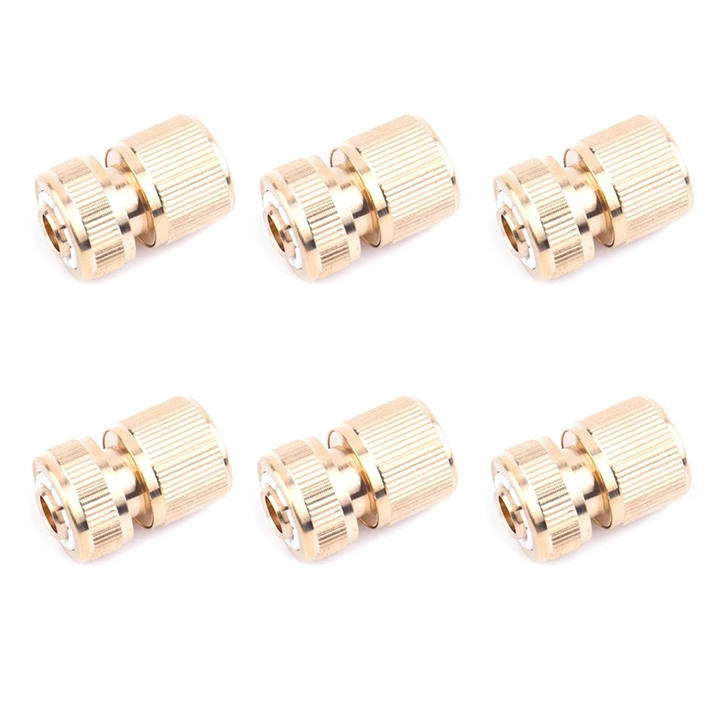 

Brass 1/2 Hose Quick Connector Garden Tap Garden Irrigation Hose Connector Pure Copper Adapter 6Pcs