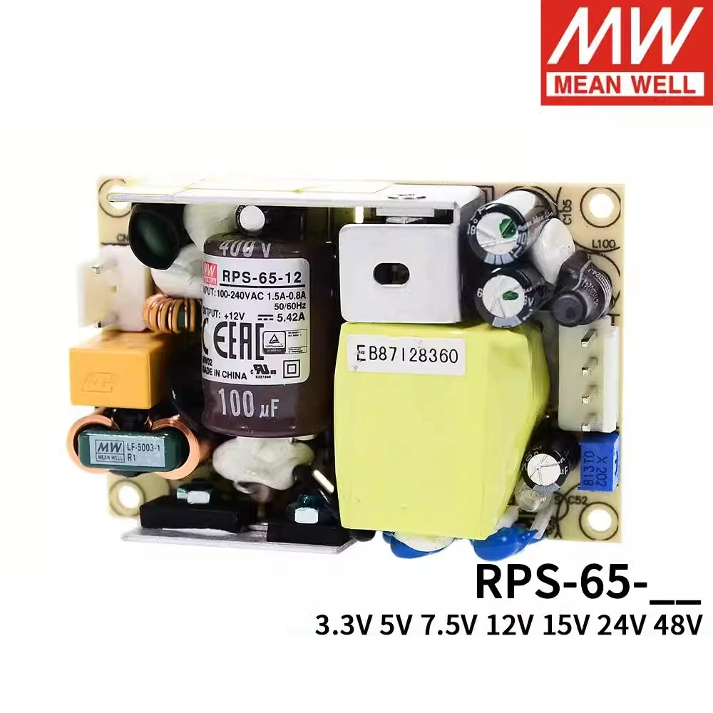MEAN WELL RPS-65-5 RPS-65-7.5 RPS-65-12 RPS-65-15 RPS-65-24 RPS-65-48 alimentatore a commutazione medica PCB bassa corrente di dispersione MW