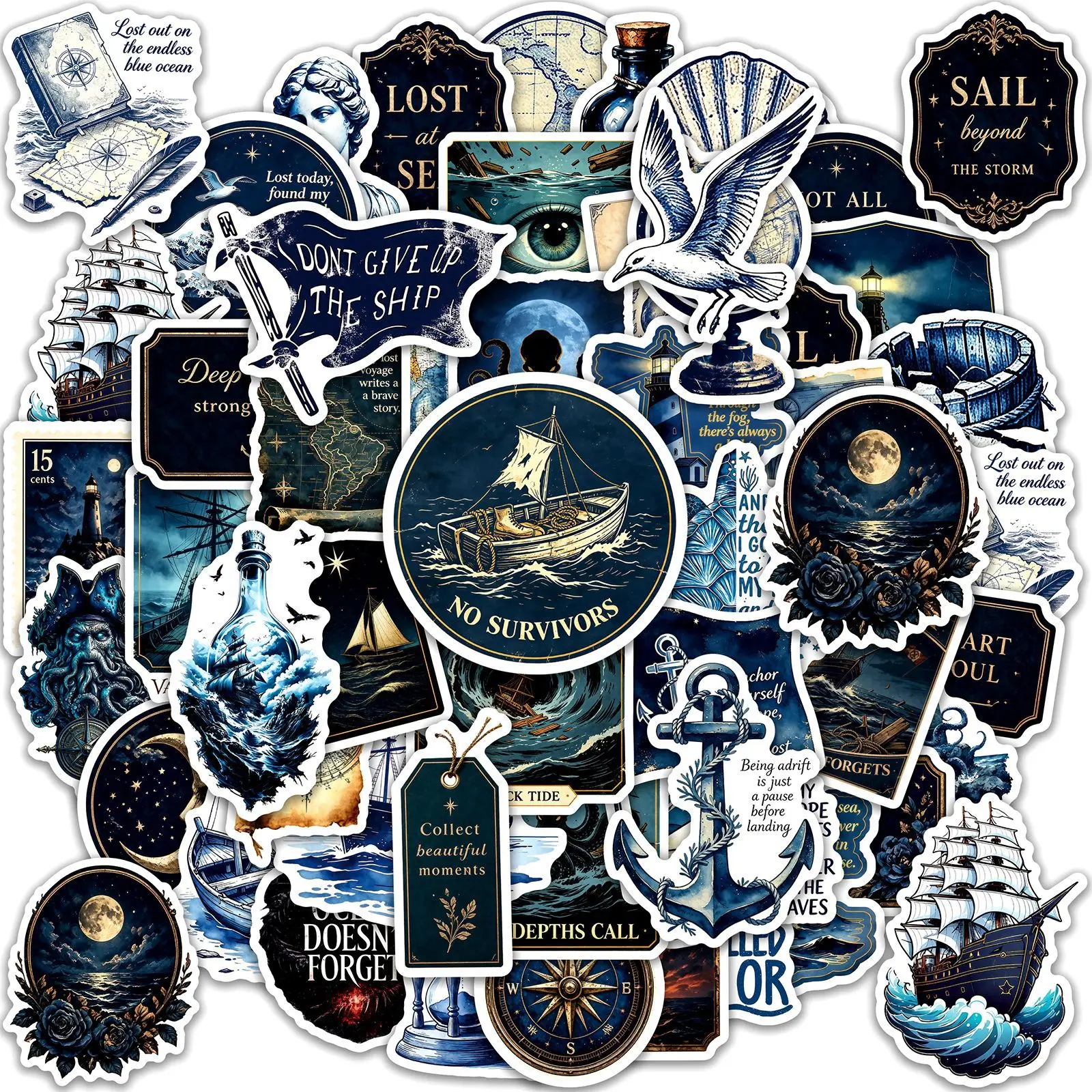 50/100Pcs Vintage Dark Nautical Graffiti Stickers Waterproof Vinyl Decals DIY Decor For Skateboard Laptop Water Bottle Journal L