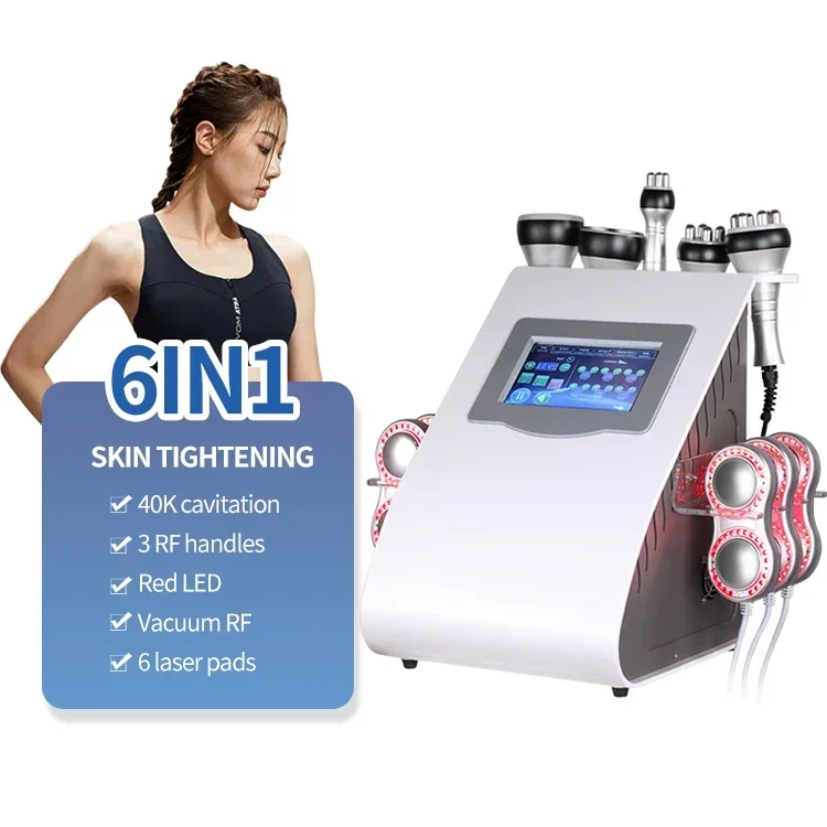 6 in1 40K تدليك الجسم S شكل الجسم التخسيس تخفيض السيلوليت تشديد نحت الجسم منصات EMS آلة تخفيض الفا