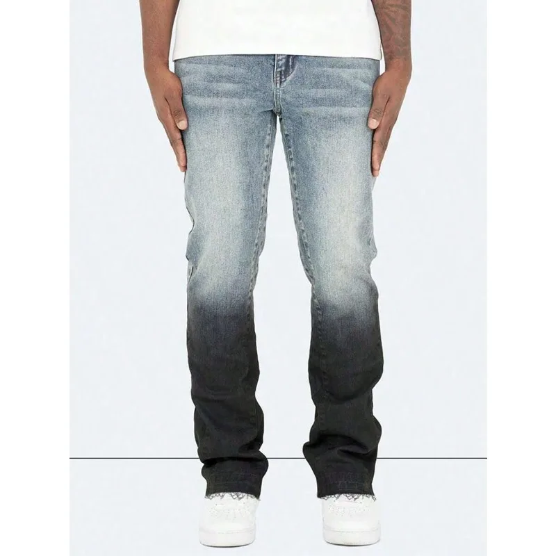 

2026 Men's Stretch Slim Fit Flared Jeans, Vintage Wash Ombre Dye Technique, Streetwear, Suitable For All Seasons
