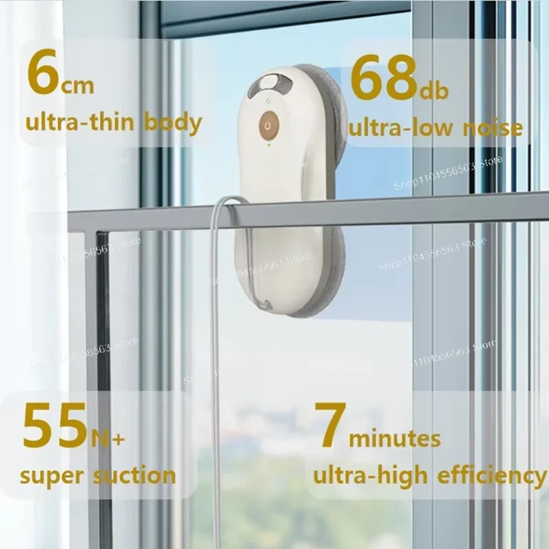 ​​ Water Jet Robotic Window Cleaner, Smart Vacuum-Adsorption Glass Cleaning Robot with Auto Path Planning & Anti-Fall Safety​​