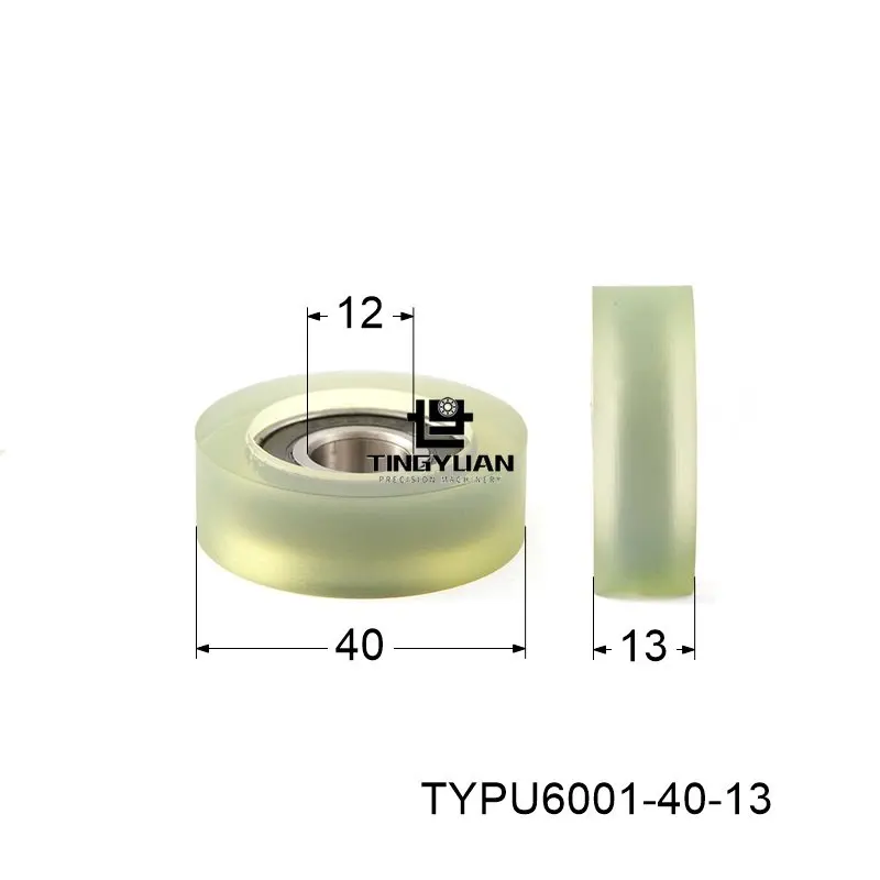 Polyurethane Roller TYPU6001-40-13mm  Flat Type ID12 OD40 TPU 1pcs Transparent Wheel Roller Pulley With 304 Screws  Guide Wheel