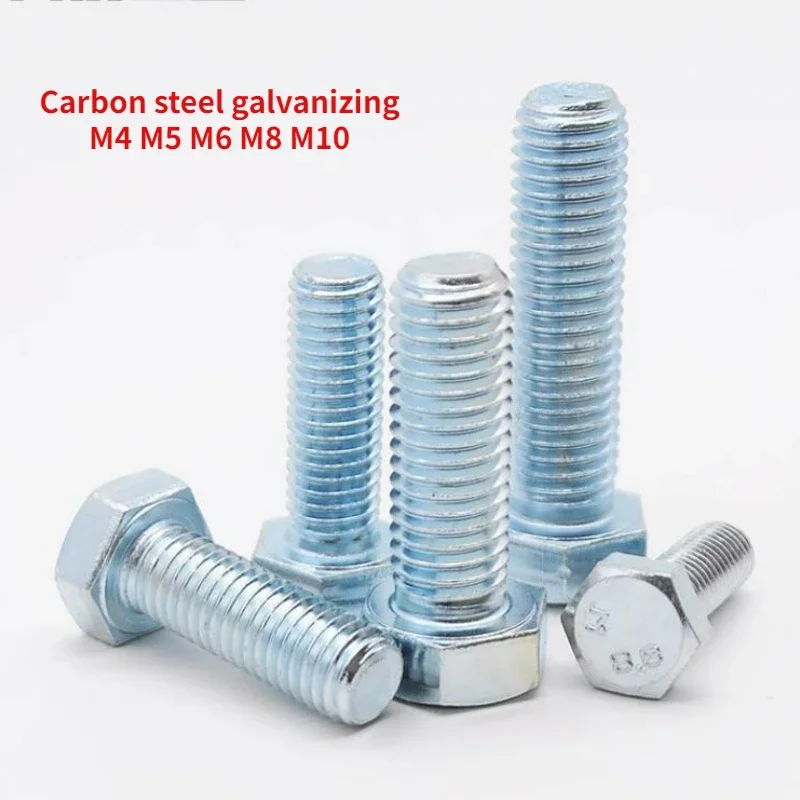 

2-50pcs M4 M5 M6 M8 M10 8.8 Grade Galvanized Outer Hexagonal Bolt GB5783 High-Strength Screw Rod Bolt Outer Hexagon Head