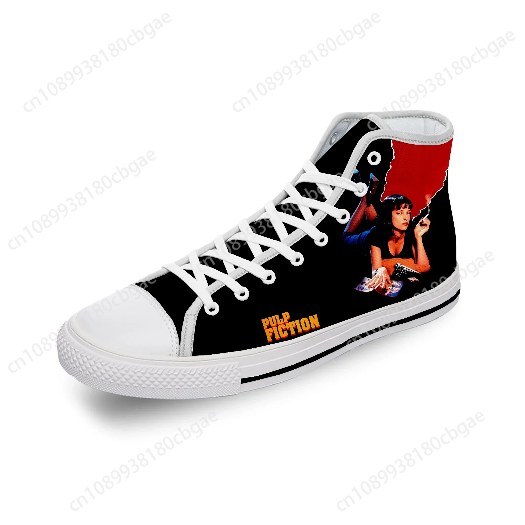 Classic Movie Pulp Fiction Funny White Cloth Fashion 3D Print High Top Canvas Shoes Men Women Lightweight Breathable Sneakers