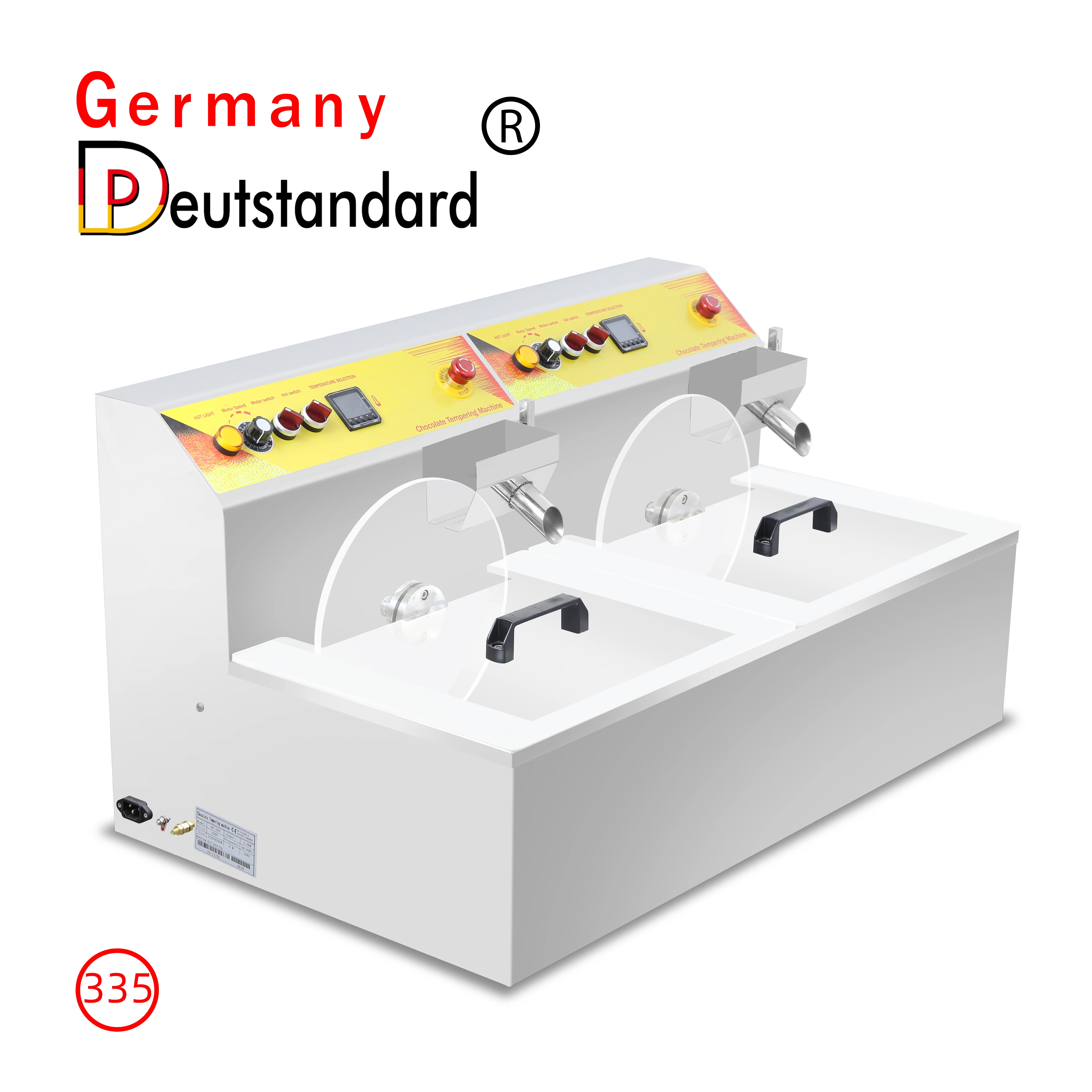 Máquina eléctrica comercial de aperitivos de dos cabezales, 12,5l + 12,5l, 220V/110V, venta directa de fábrica, fabricante de templado de Chocolate