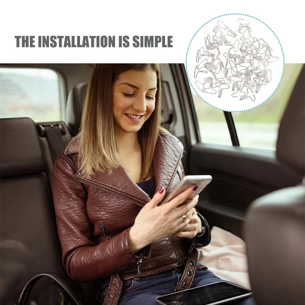 

200pcs Car Hooks Metal Iron Headrest Hanger Clips Durable Reliable Fixing Suitable Headrest Cover Installation Hooks Any Seat