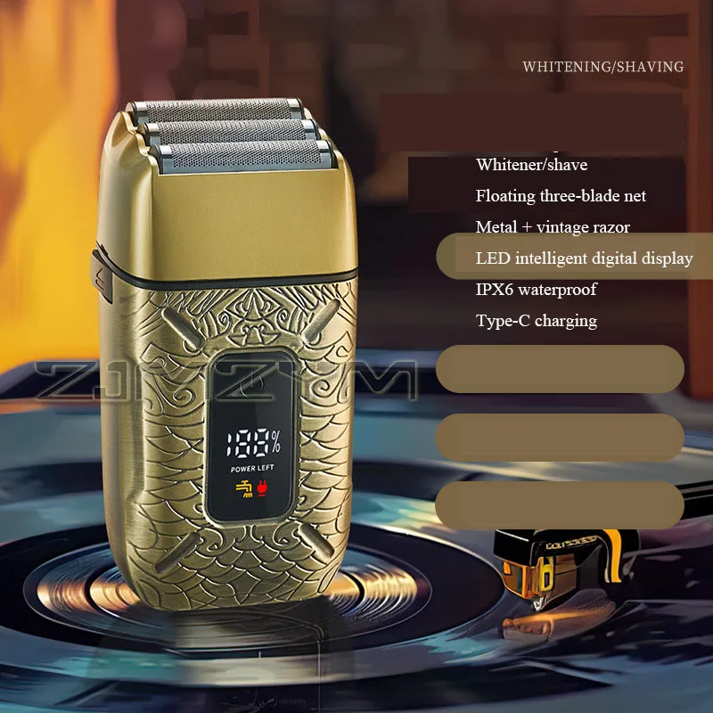 Drievoudige mesjes Elektrisch scheerapparaat Professionele metalen tondeuse Tondeuse Elektrisch scheerapparaat Set USB oplaadbaar digitaal scheerapparaat