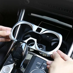 For BMW 3 Series G20 G28 2019 2020 2021 ABS Carbon Fiber Style Central Gear Shift Panel Water Cup Holder Frame Protective Trim