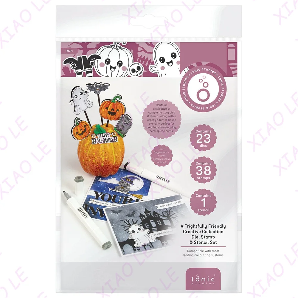 

New Happy Halloween A Frightfully Friendly Metal Cutting Dies Stamps for Scrapbooking Stamp Photo Album Decorative Embossing Cut