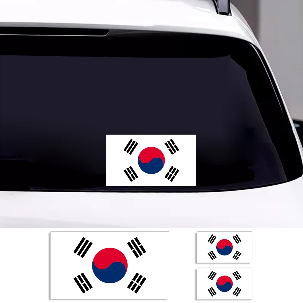 1PCS/3PCS Car Sticker Korean Flag Sticker Creative Square National Flag Series Waterproof Decal Car Extertior Decor Accessories